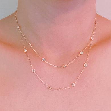 Crystal Bezel Station Layered Necklace