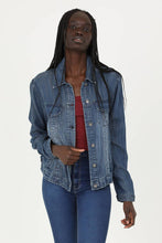 SJ919-ASIS WASHED DENIM TENCEL BUTTON FRONT JACKET: DENIM / M
