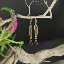 Leaf Tear Drop Earrings: Labradorite