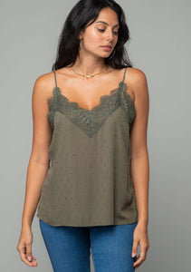 Olive Lace Trim Cami