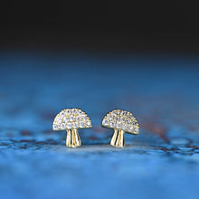 Pave Crystal Enchanted Magical Mushroom Studs