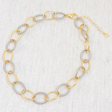 Cabled Texture Two Tone Chain Necklace