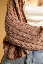 J4475   LIGHT WEIGHT CABLE KNITTED CARDIGAN: ROSE / L