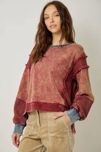 61618 Mixed Media Washed Sweatshirt: Vintage White / Large