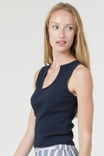 X2EG6-ASIS COTTON RIB KNIT U NECK TANK TOP: NAVY / S