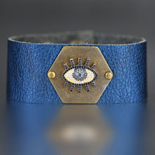 Electric Blue Leather Pave Eye Cuff