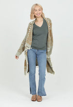 TASSEL FRINGE CARDIGAN OLIVE