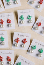 Pearl and Red Coral Mini Statement Earrings