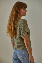 W1124 | Knit Sweater Crochet Round Neck Short Sleeve Top: Dark Brown / Small