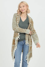 TASSEL FRINGE CARDIGAN OLIVE