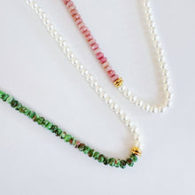 Pearl & Gem Harmony Necklace: Jeweled Green