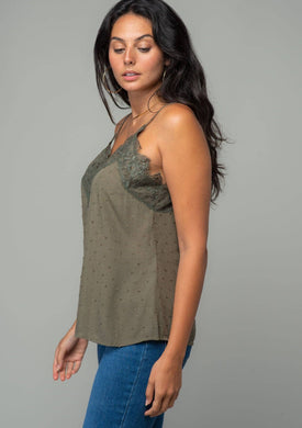 Olive Lace Trim Cami