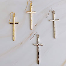 Slim And Stylish Cross Earrings: Gold