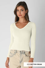 NS8314- Deep V Neck LS Top: 2218 Blue Opal
