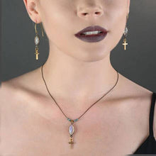 Delicate Neck with Cross (Moonstone) on Vintage Chain: 16” + Extender