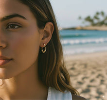 Tarnish Resistant Gold Plated Small Beaded Hoop Earrings