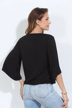 Black Cupro Surplice Top