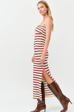 Striped Knit Maxi Dress: Rust / M