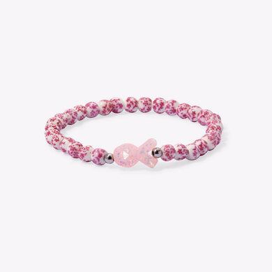 Holy Water Porcelain Pink Ribbon Bracelet Stainless Steel