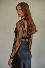 Charcoal Knit Lace Long Sleeve Mock Neck Top