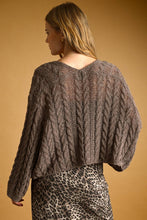 J4475   LIGHT WEIGHT CABLE KNITTED CARDIGAN: ROSE / L