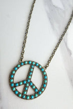 Turquoise Blaze Peace Necklace- Bronze