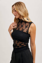 SHEER FLORAL EMBROIDERY MUSCLE-STYLE TANK: IVORY / M