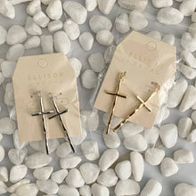Slim And Stylish Cross Earrings: Gold