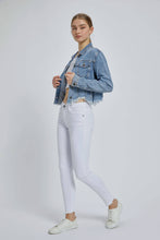 Medium Wash Classic Cropped Fitted Jacket: