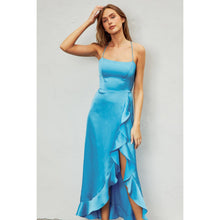 Satin Corset Open Back Ruffled Dress: CHAMPAGNE / S-M-L(3-2-1)