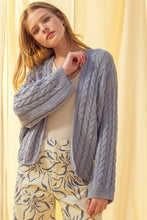 J4475   LIGHT WEIGHT CABLE KNITTED CARDIGAN: ROSE / S