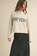 T3823   LETTER FRONT SWEATER TOP: CREAM_NY / L