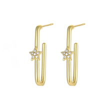 Starlight Paperclip Hoop Earrings – Dainty Gold Drop