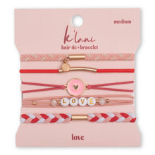 "Love" Pink Hearts Hair Tie Bracelets: Small