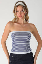 Modal Striped Tube Top Navy White