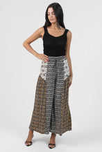 B3726-AA04 TIE WAIST WIDE LEG PANTS WITH LACE: Black / S