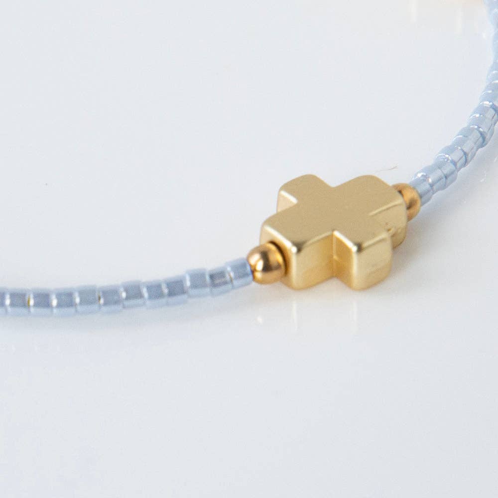 Faithful Cross Bangle-Sky Blue