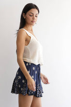 BS909-SK45-WA88 TIE SMOCKED WAIST PRINTED SHORTS: NAVY OVERDYE / S