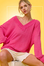 JLT7410-V-neck Waffle Long Sleeve Top Christmas Fall: Sage / M