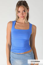 NS8408- Clean Line Square Shirred Top: 2273 Deep Sea Blue