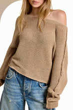 JDS3608-Boat Neck Off Shoulder Dolman Sleeve Sweater Fall: Cinnamon / M