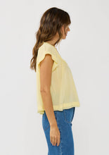 V-Neck Flutter Sleeve Smocked Yoke Top: YELLOW / M