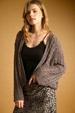 J4475   LIGHT WEIGHT CABLE KNITTED CARDIGAN: ROSE / M