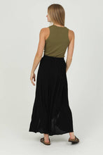 B6A55-ASIS DOUBLE SLIT MAXI SKIRT: White / L