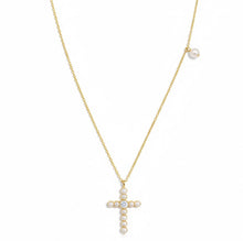 Graceful Radiance Pearl Cross Necklace – Classic 24" Chain