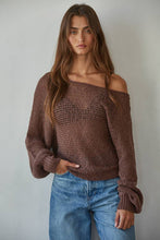 W1106 | Sweater Knit Crochet Round Neck Long Sleeve Top: Jade Green / Large