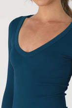 NS8314- Deep V Neck LS Top: 2218 Blue Opal