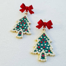 Merry And Bright Bow Tree Earrings: Pink