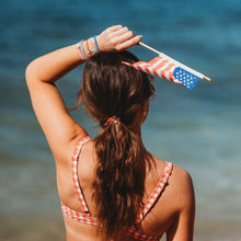 "Free" Patriotic Red, White and Blue Hair Tie Bracelet: Medium