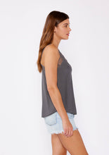 Scallop Lace Trim V Neck Tank Top: Pewter